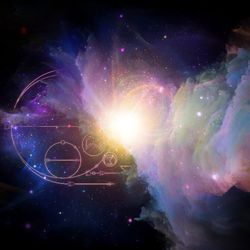 Sacred geometric symbols and colorful fractal structures on subject the occult, magic, astrology and mysticism