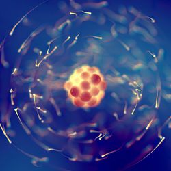 artist impression of an atom with swirling electrons around