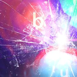 Artist's impression of a baryon made of three quarks, b,d, and u, being cracked like glass.