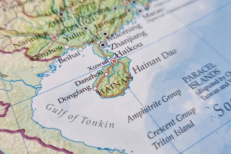 Map of Hainan and Surrounding Areas in China