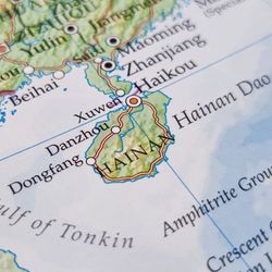 Map of Hainan and Surrounding Areas in China