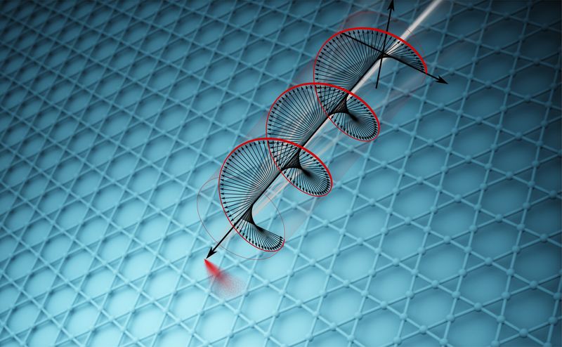 a helical structure is superimposed to a material whose lines make a lot of six pointed stars