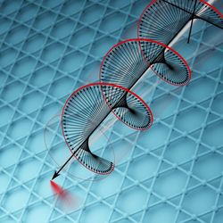 a helical structure is superimposed to a material whose lines make a lot of six pointed stars