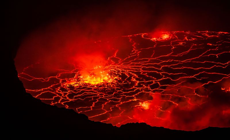 Lava lake at Mount Nyiragongo