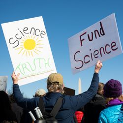 WASHINGTON DC USA - MARCH 7, 2025: Demonstrators gather at the Lincoln Memorial to protest the Trump administration’s cuts to scientific research and researchers in the “Stand Up for Science” rally