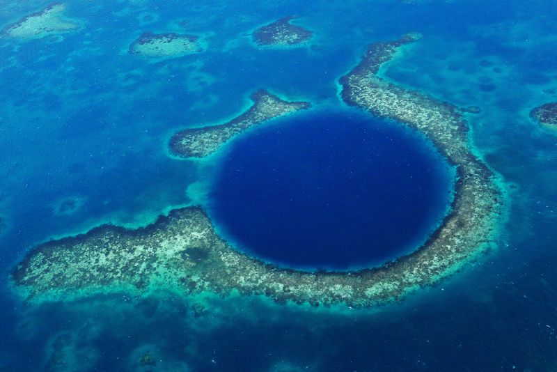 The Great Blue Hole in the Belize Barrier Reef.