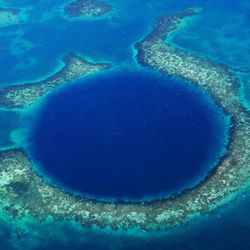The Great Blue Hole in the Belize Barrier Reef.