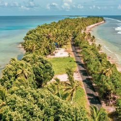 The island Tuvalu in the Pacific Ocean impacted by climate change.