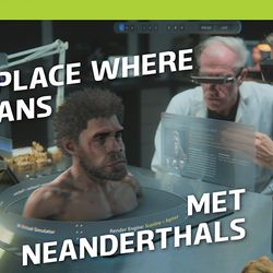 checking out a neanderthal sculpture