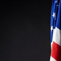 The US flag on a black background 