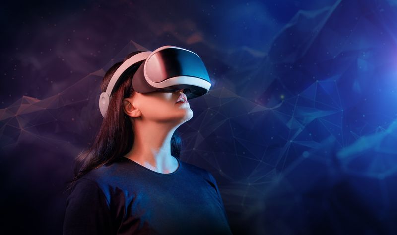 Woman wearing VR headset