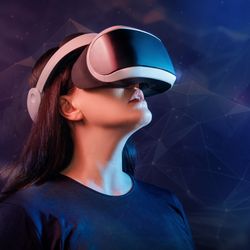 Woman wearing VR headset