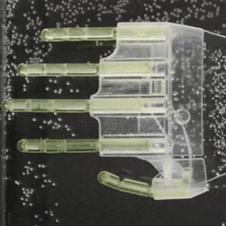 A biohybrid robot hand that moves thanks to "thin strands of muscle tissue grown in a culture medium and then rolled up into a bundle like a sushi roll".