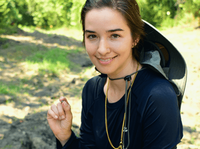 Micherre Fox with a 2.3 carat diamond found in Crater of Diamonds State Park, Arkansas, USA.