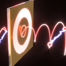 Photons have had their total angular momentum quantum entangled, something only possible when confined in a very small space before their release.