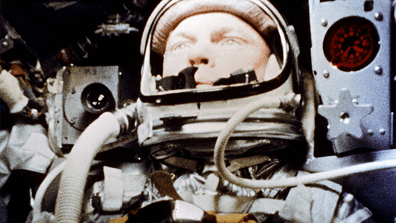 NASA astronaut John Glenn on board Mercury.