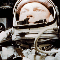 NASA astronaut John Glenn on board Mercury.