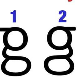 The letter G written in four ways (with only one being correct).