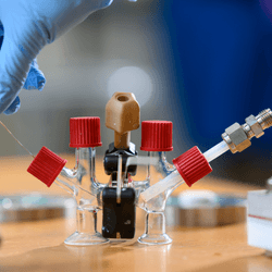 It's a long way from powering a passenger jet, but this fuel cell conducts electrons through a ceramic membrane to make a light liquid sodium-air source of power. 