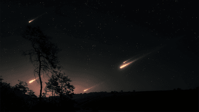 Meteors entering our atmosphere (3D illustration).