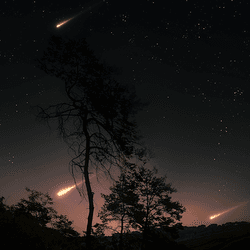 Meteors entering our atmosphere (3D illustration).