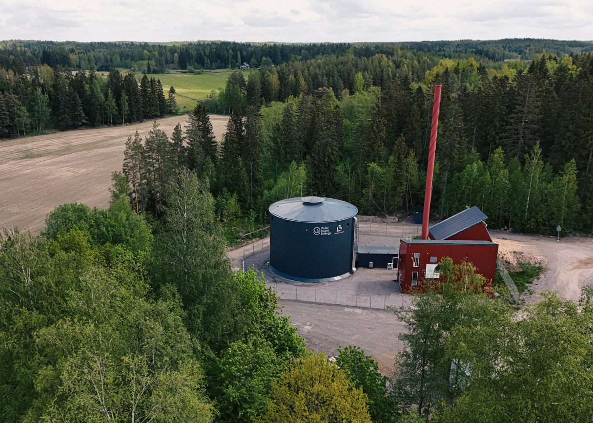 A drone-eye view of the Pornainen Sand Battery.
