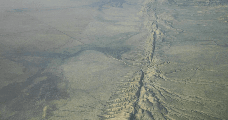Aerial photo of the San Andreas Fault in the Carrizo Plain