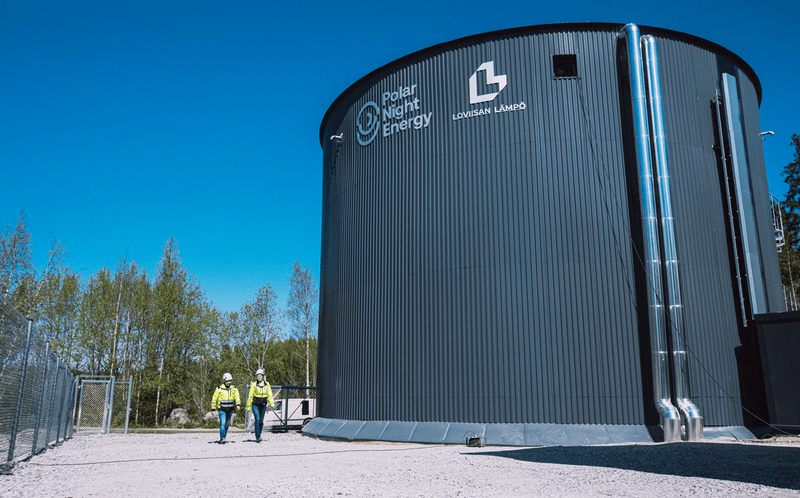 A new sand battery tank in Finland, it was developed by Polar Night Energy.