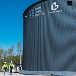 A new sand battery tank in Finland, it was developed by Polar Night Energy.