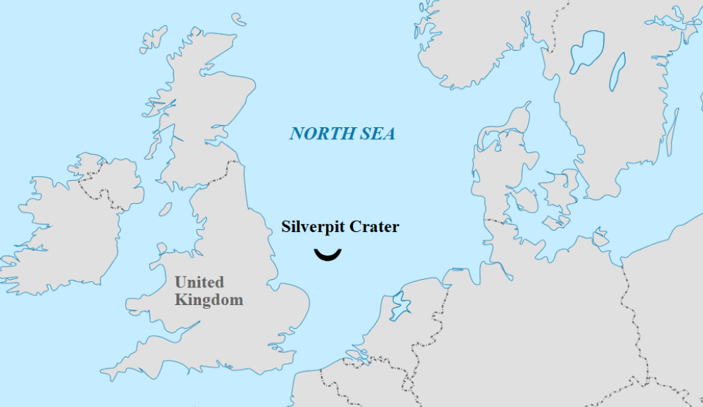 Where you'll find the Silverpit Crater in the North Sea (near england's humber estuary) Where you'll find the Silverpit Crater in the North Sea (near england's humber estuary)