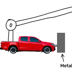 Truck with a magnet pulling on it