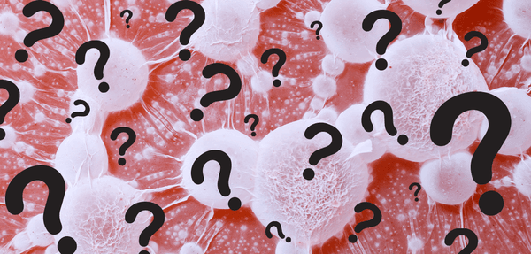 Cancer tumors with metastases with question marks on it.